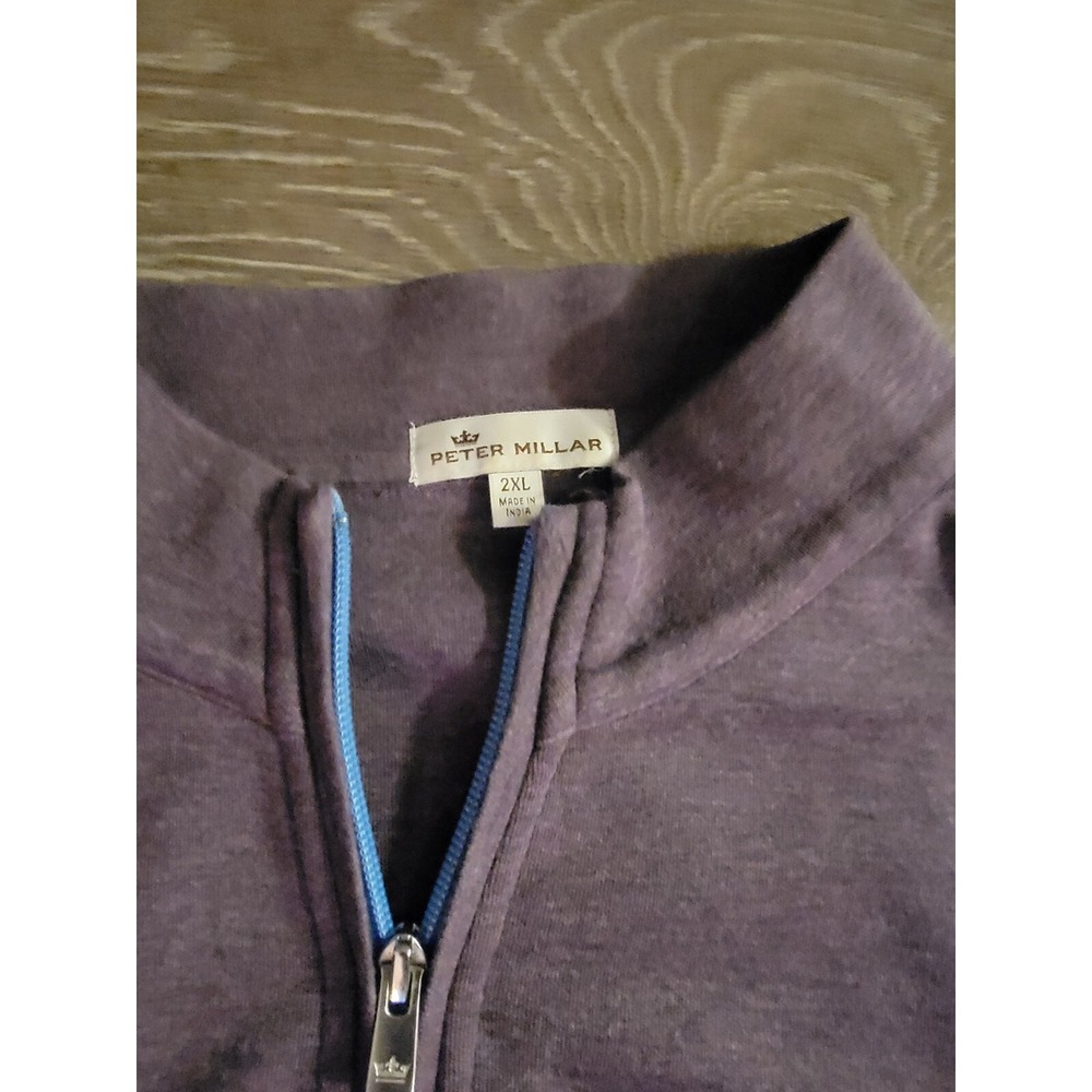 Peter Millar 1/4 Zip Sweater Mens 2XL Purple Pullover Sweater Golf Crown No Logo - Picture 6 of 6